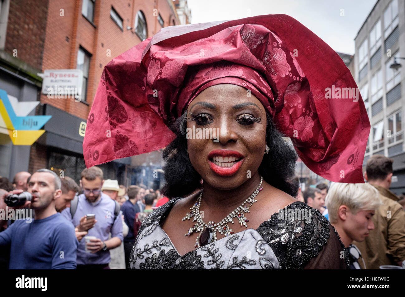 Drag queen captured in Old Compton Street in Soho, London Stock Photo