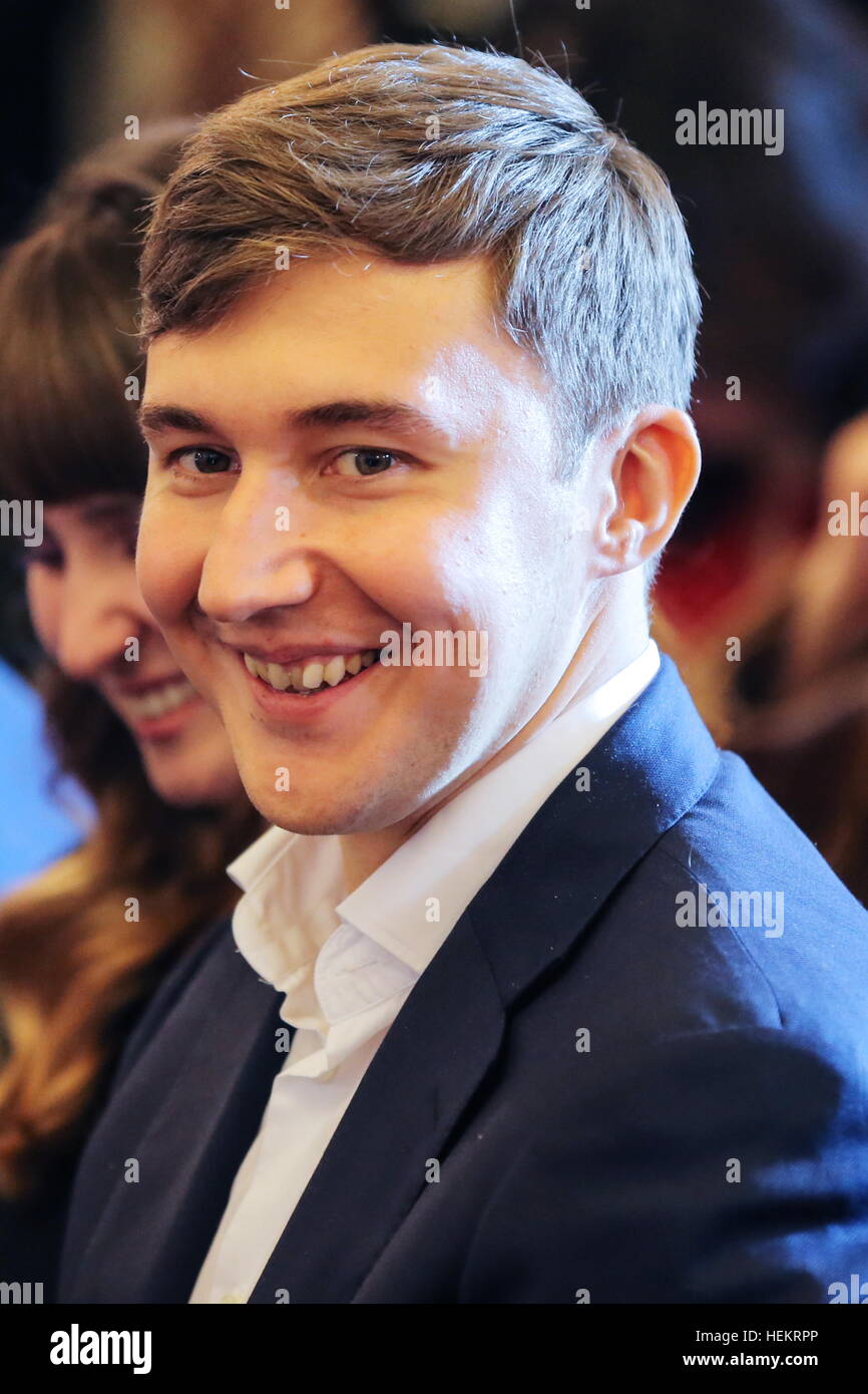 Moscow, Russia. 23rd Dec, 2016. Russian chess player Sergey Karjakin Stock Photo, Royalty Free
