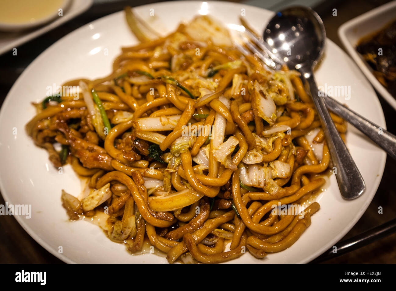 Shanghai fried noodles chow mein is a popular Chinese dish stir-fried ...