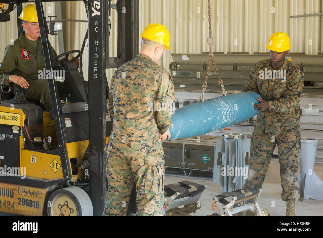 U.S. Marine Corps aviation ordnance systems technicians assigned to