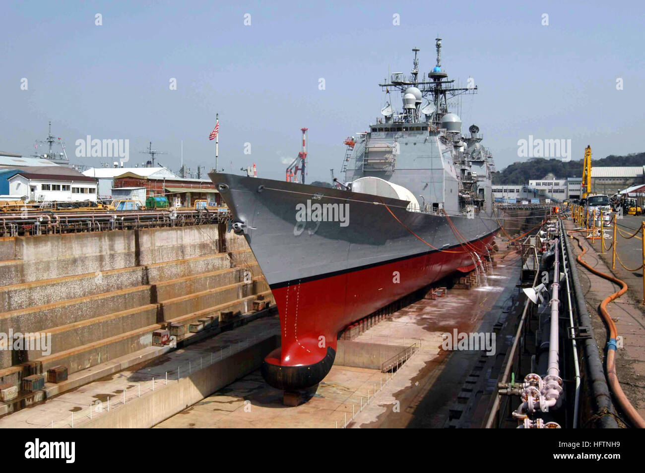 A port bow view of the US Navy (USN) TICONDEROGA CLASS Guided Stock