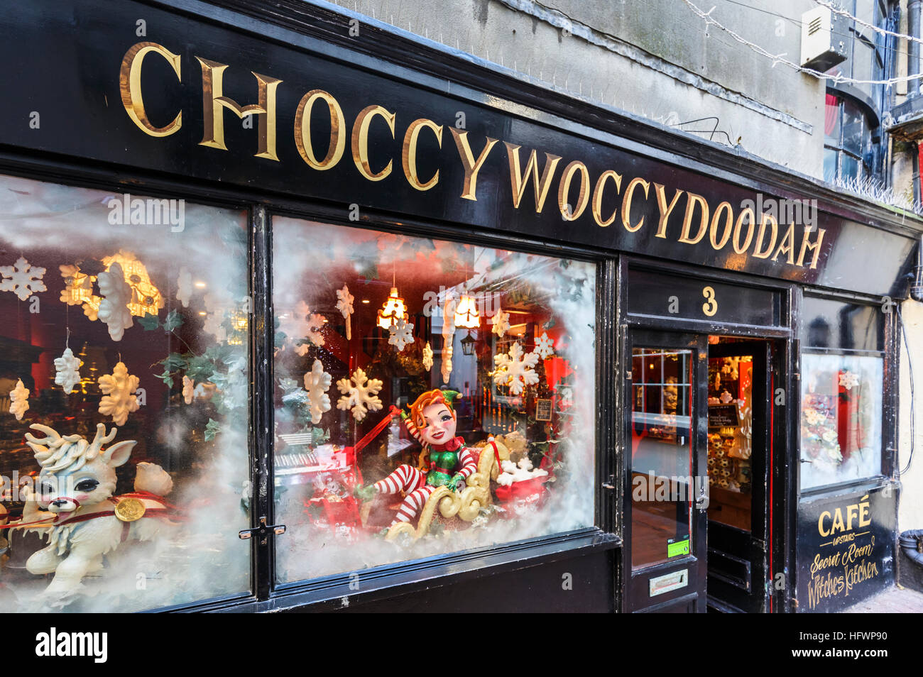 Choccywoccydoodah shop front and windows in The Lanes, Brighton with