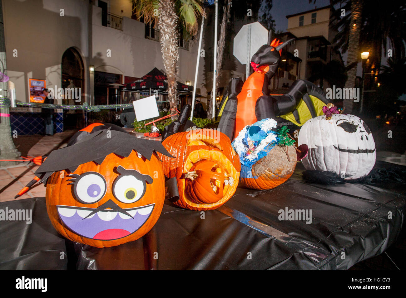 decorated pumpkins and an inflated dragon are on exhibit at a halloween decorating contest in huntington beach ca - Halloween Decorating Contest decorated pumpkins and an inflated dragon are on exhibit at a halloween decorating contest in huntington beach ca - Halloween Decorating Contest
