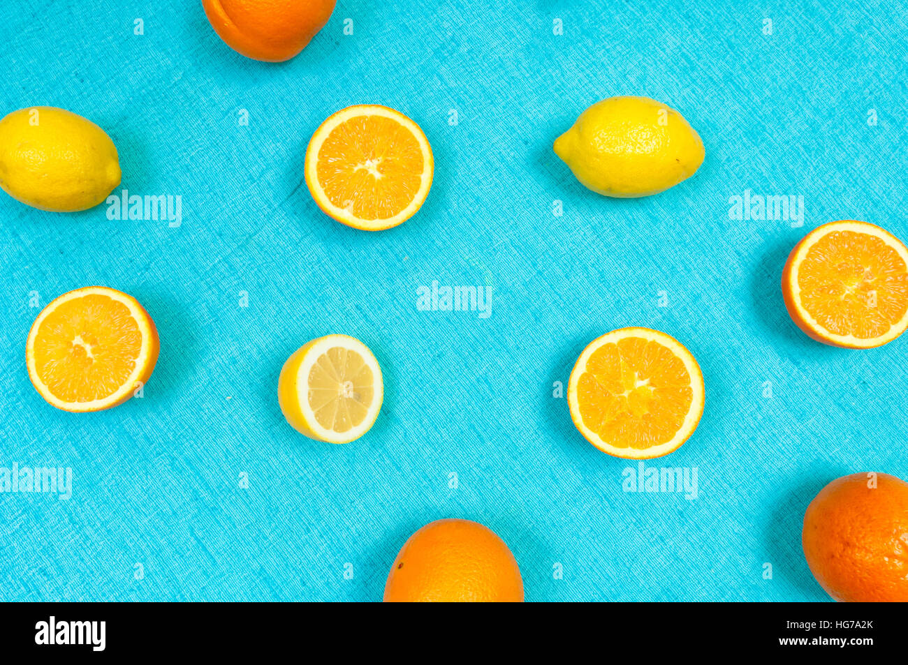 Orange And Lemon Citrus Fruit Pattern On Light Blue Turquoise Orange And Lemon Citrus Fruit Pattern On Light Blue Turquoise