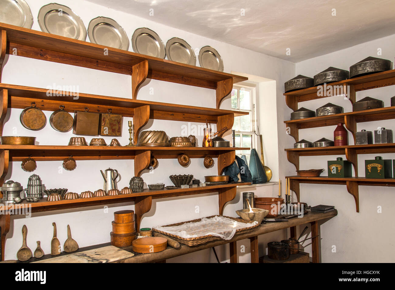 Colonial Williamsburg Governors Palace Kitchen Pantry Stock Photo
