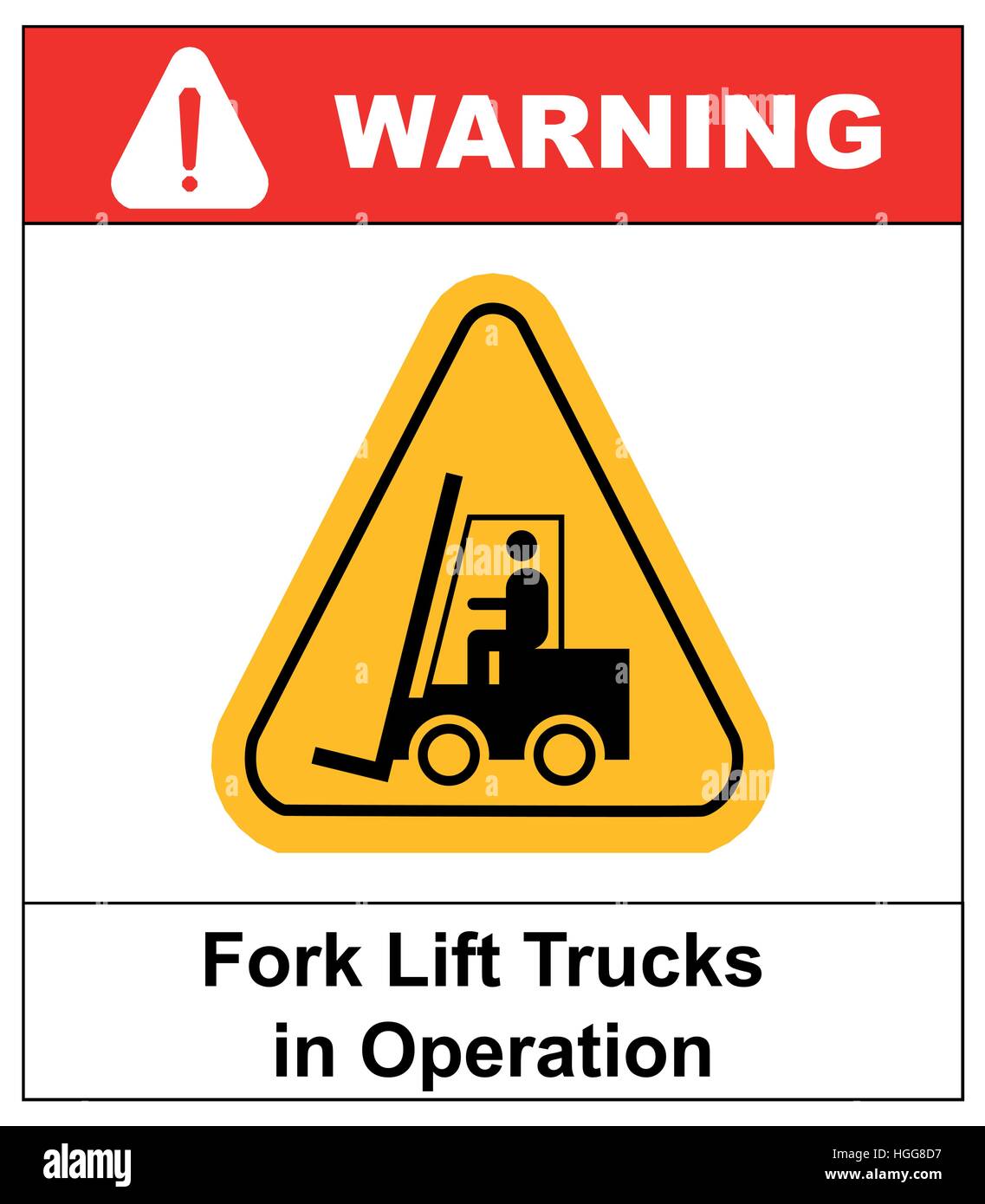 Forklift truck sign. Symbol of threat alert. Hazard warning icon Stock