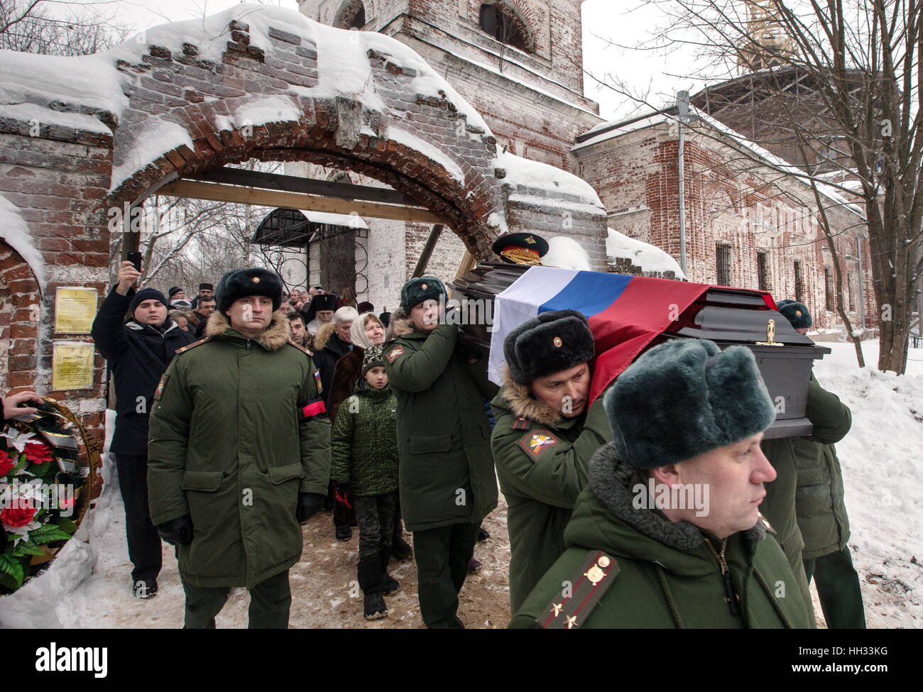 Vladimir Region, Russia. 16th Jan, 2017. A funeral ceremony for Stock