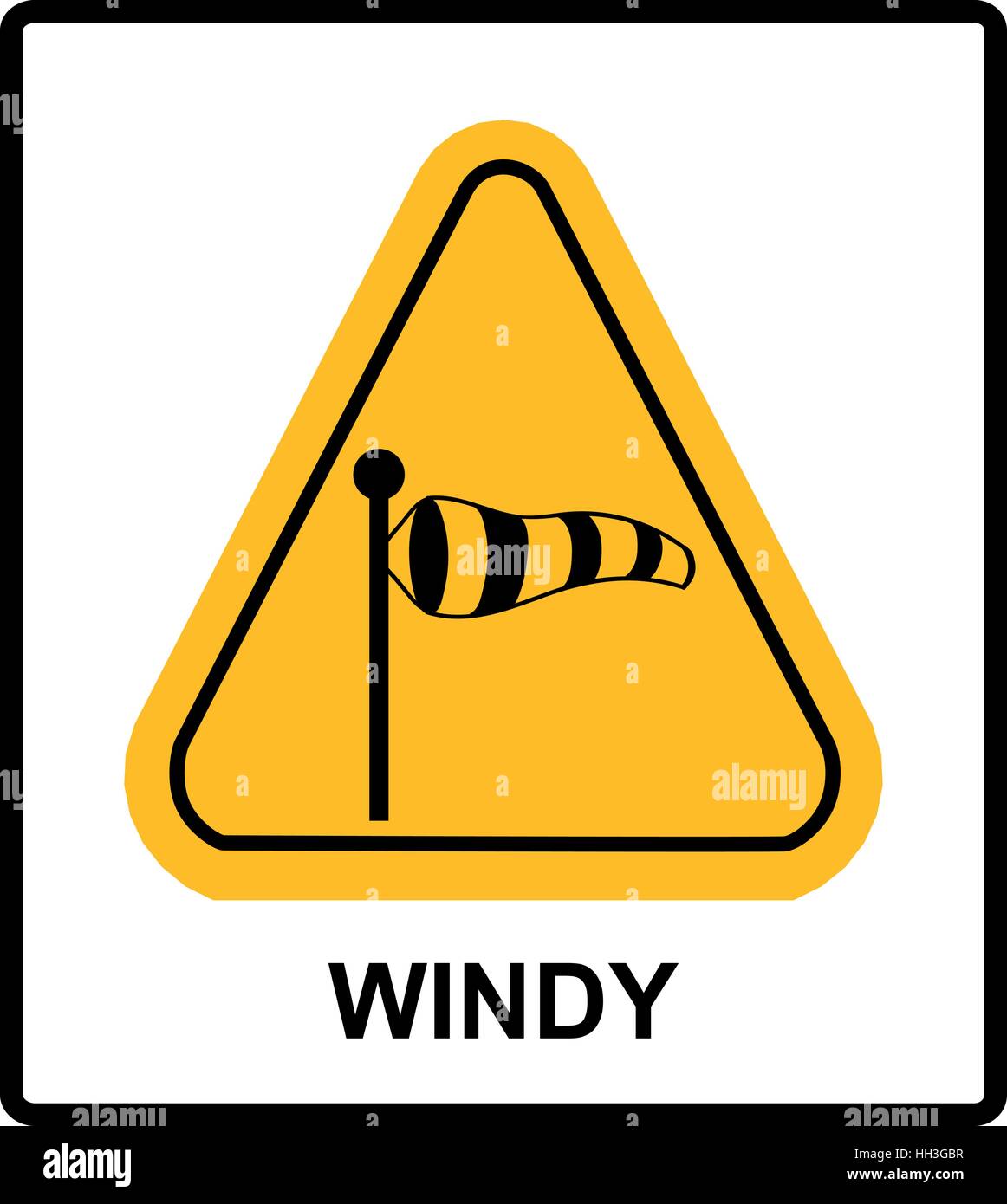 Vector Illustration Of Triangle Traffic Sign For Strong Wind Warning high-wind-warning-now-in-effect