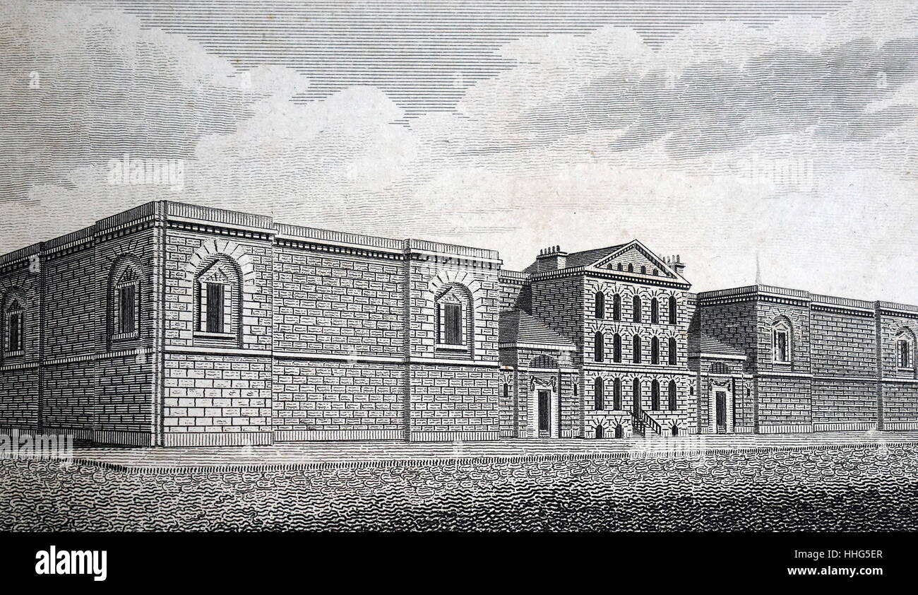 Newgate Prison in London 1800 Stock Photo, Royalty Free Image