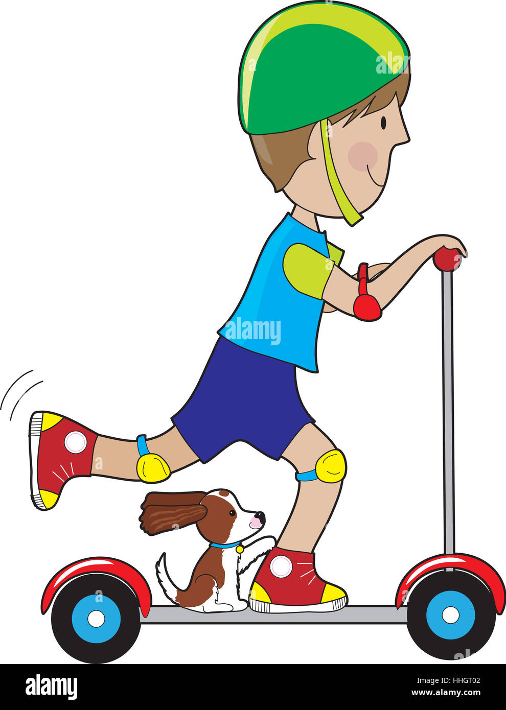 Youth Dog Riding Scooter Paw Delighted Unambitious Stock Youth Dog Riding Scooter Paw Delighted Unambitious Stock