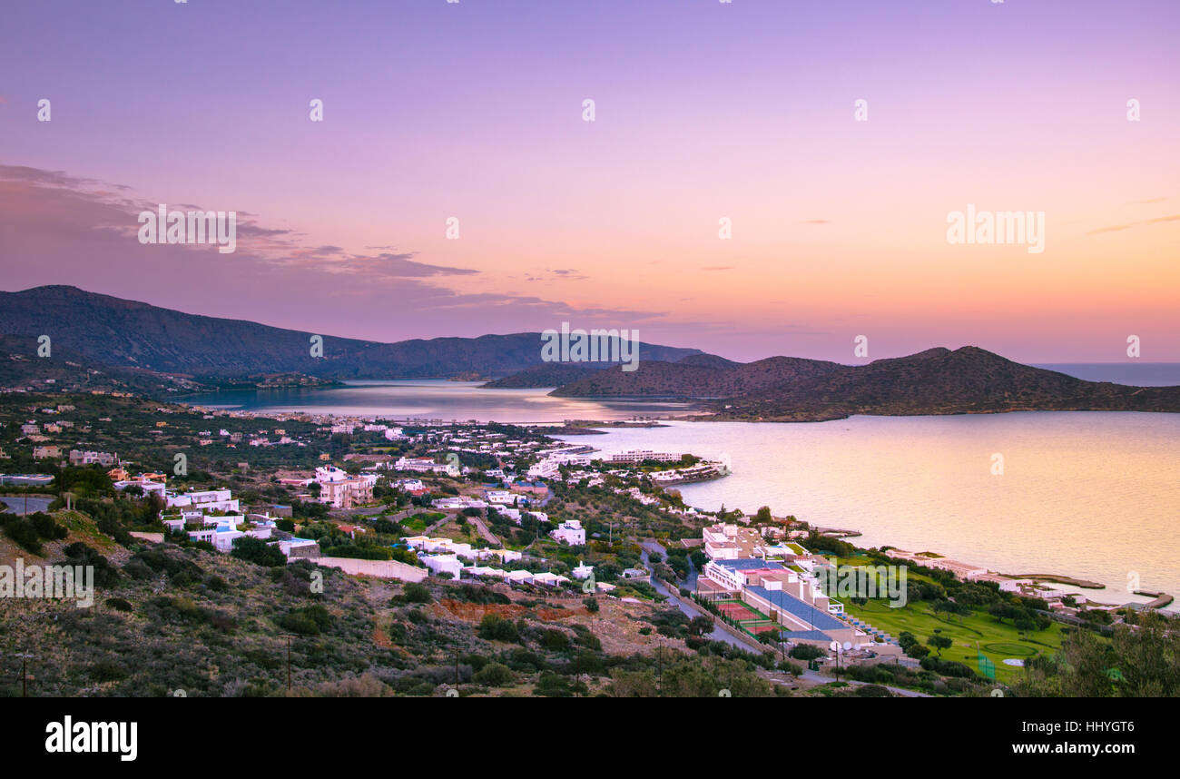 Panoramic View Of The Gulf Of Elounda With The Famous Village Of