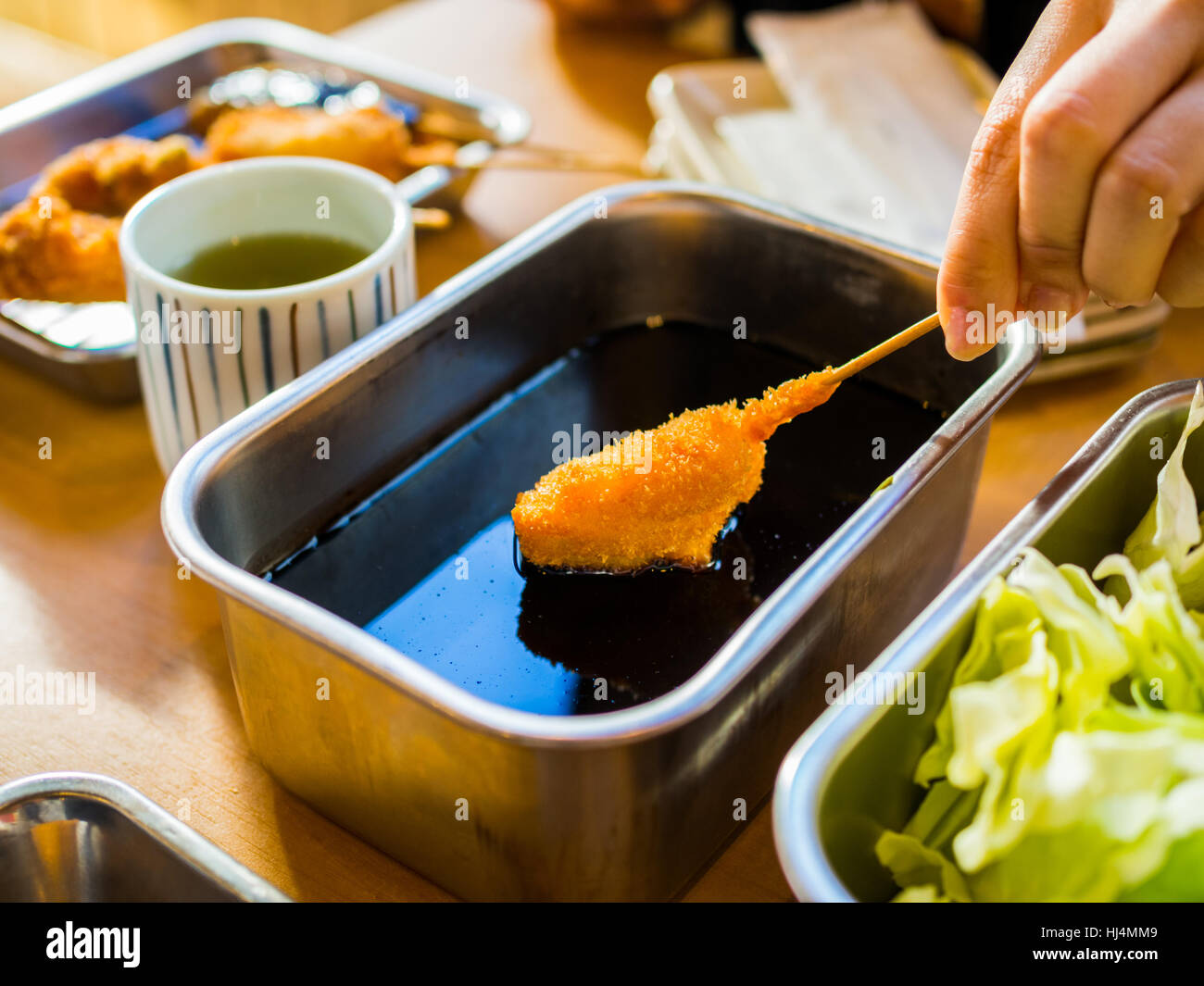 Kushikatsu Japanese Dish Of Deep Fried Skewered Meat And Vegetables