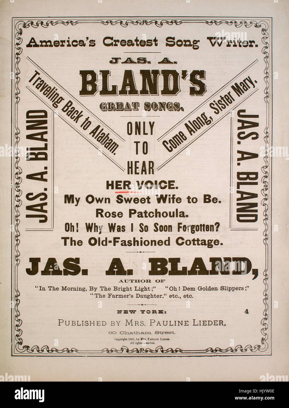 sheet music cover image of the song americas greatest song writer her voice sheet music