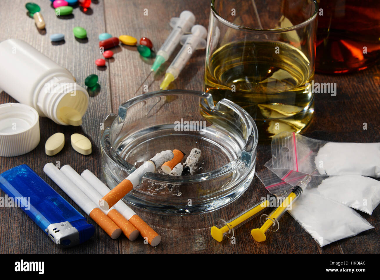 Variety of addictive substances, including alcohol, cigarettes and