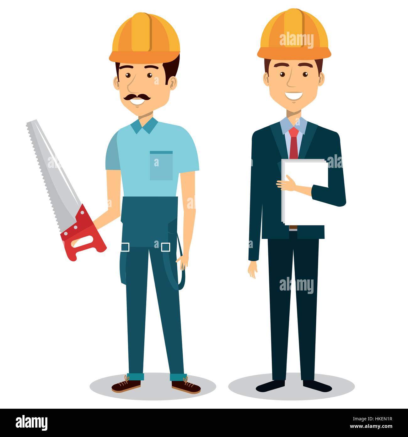 Builders Group Avatars Characters Vector Illustration Design Stock