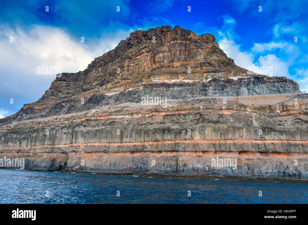 Layers of volcanic rock strata, Gran Canaria, Spain Stock Photo, Royalty Free Image: 132541899