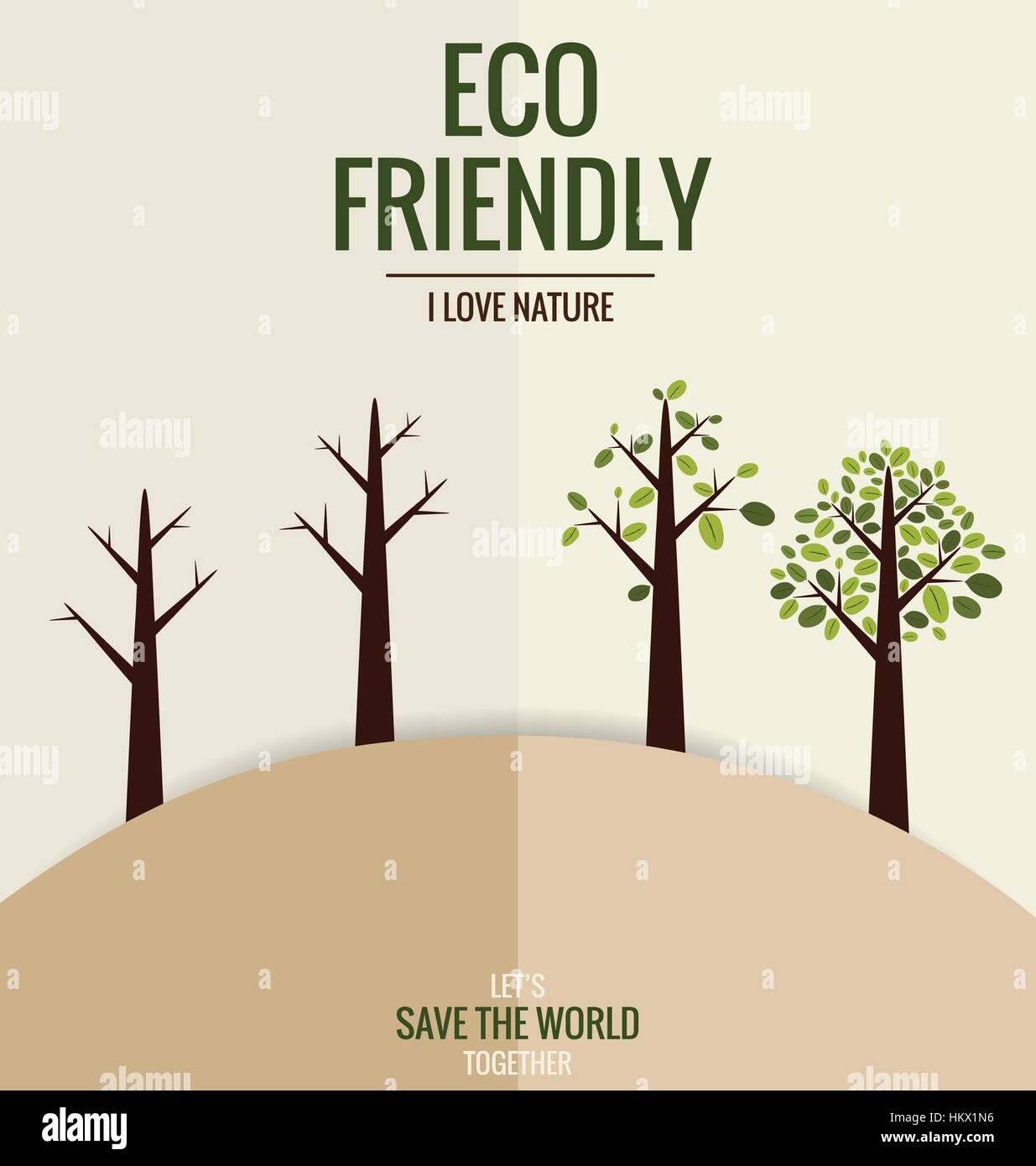 ECO FRIENDLY Ecology Concept With Tree Background Vector Illustration