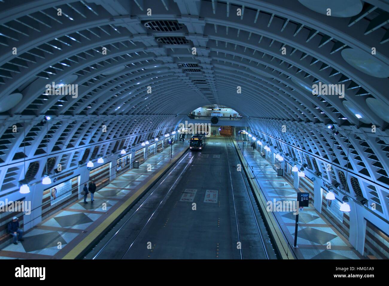 Underground bus station in Seattle, USA Stock Photo, Royalty Free Image