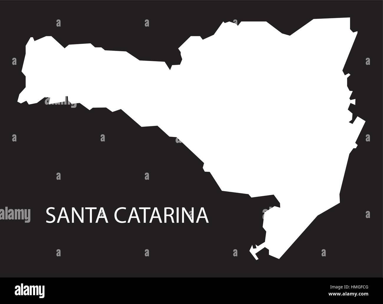 Santa Catarina Brazil Map Black Inverted Silhouette Stock Vector Image