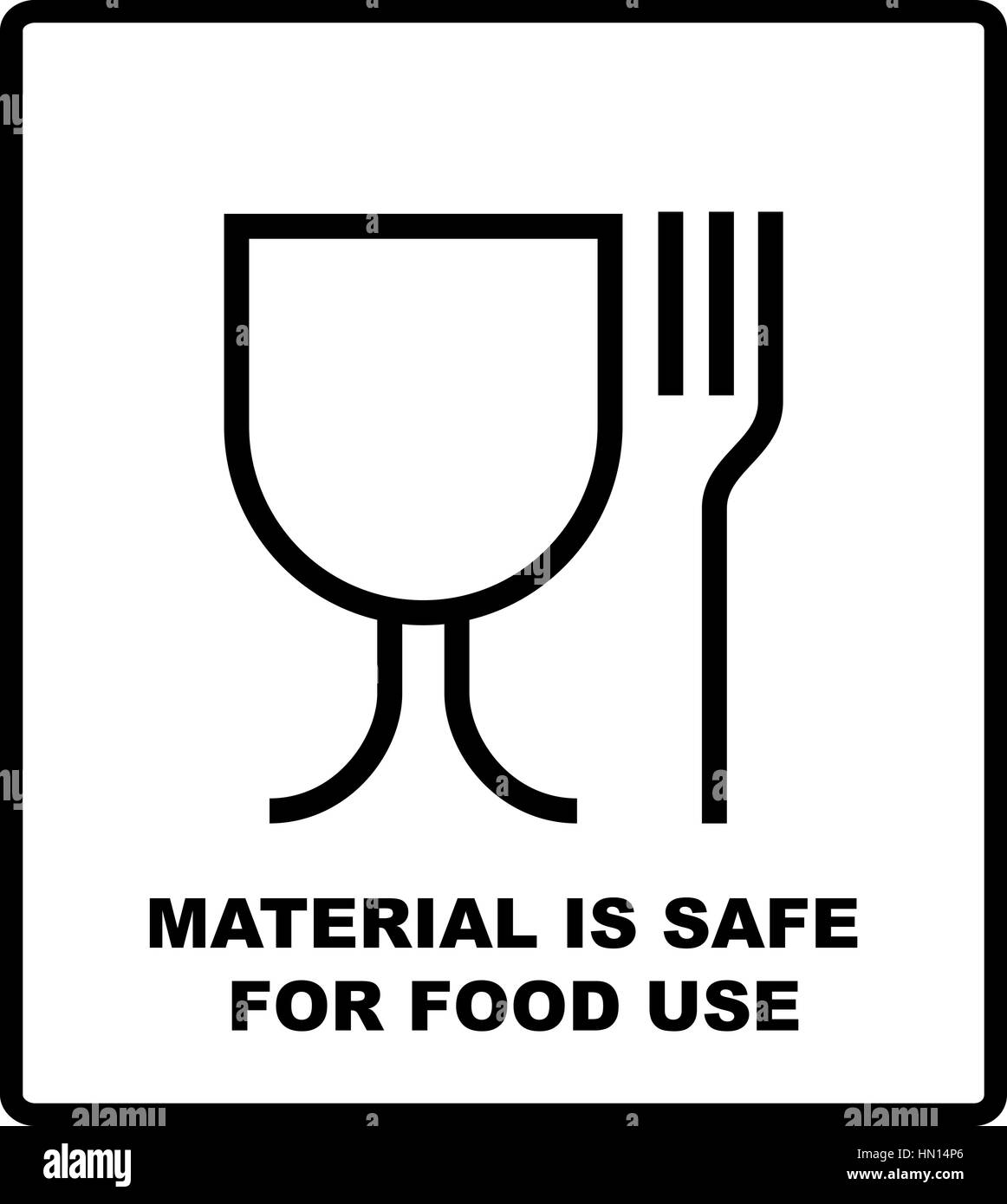 Material is safe for food use icon. Fork and glass simple black sign