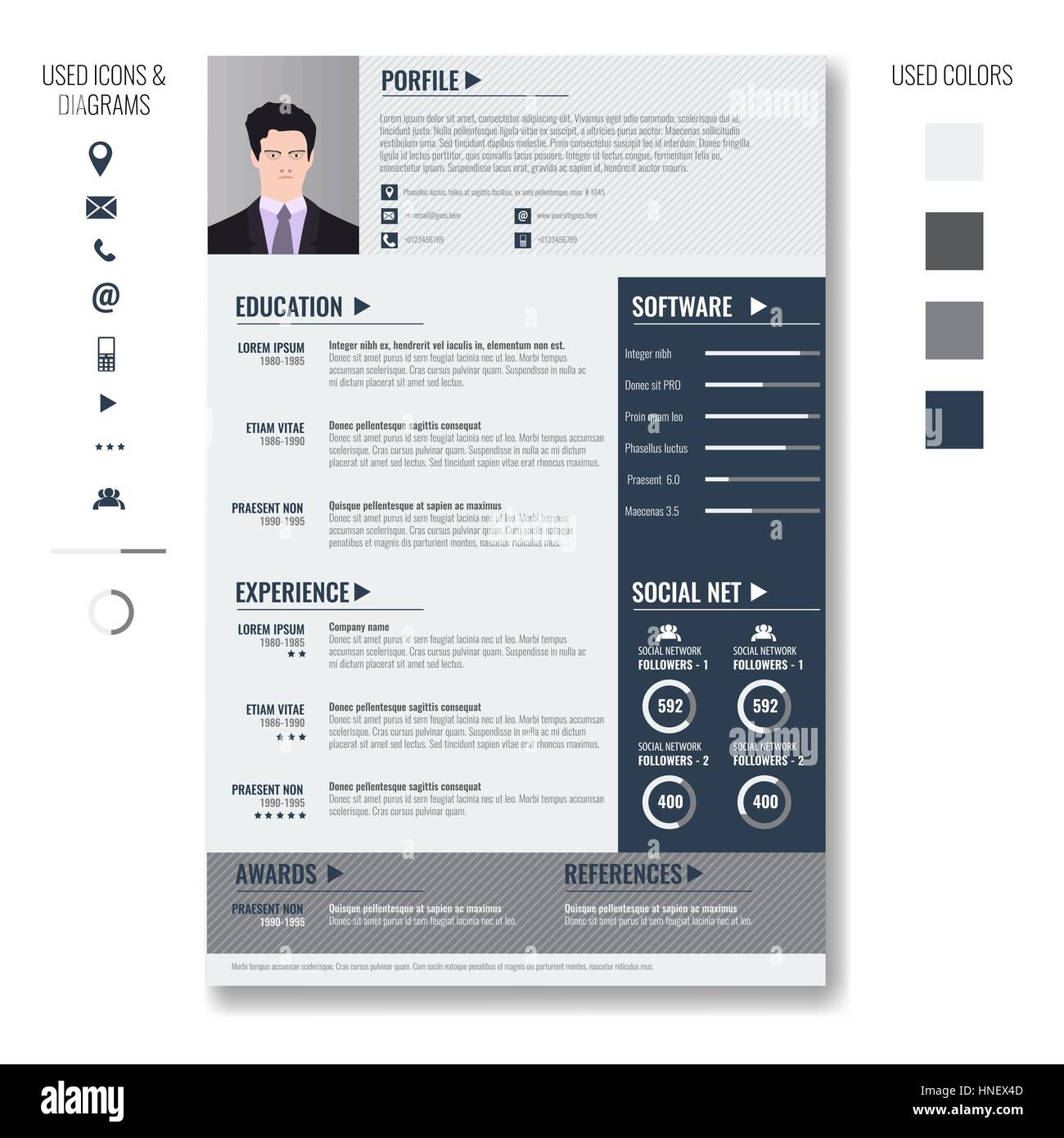 vector creative minimalist cv resume template with photo