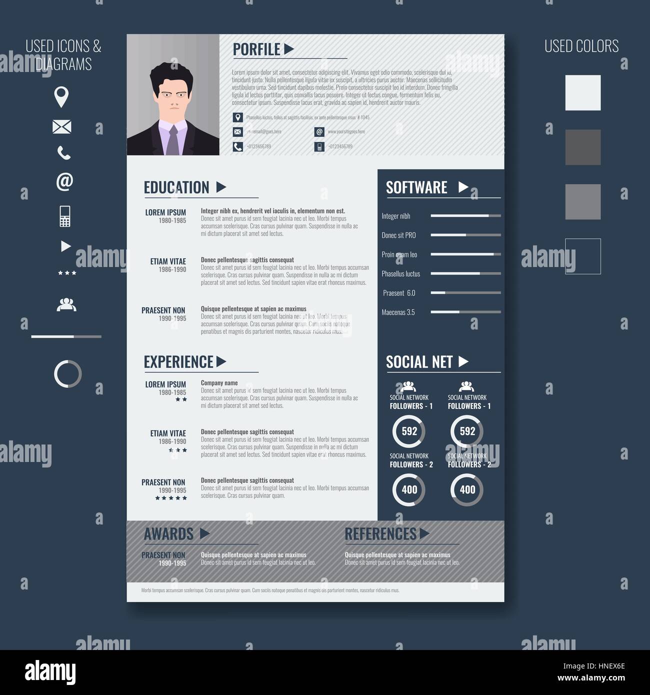 vector creative minimalist cv resume template with photo frame and stock vector art