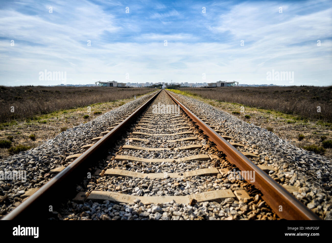 Railway lines converging to the horizon Stock Photo 133865327 Alamy
