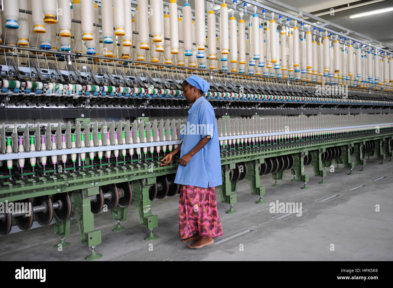 INDIA Tirupur , fair trade textile units , MLR Spinning factory Stock