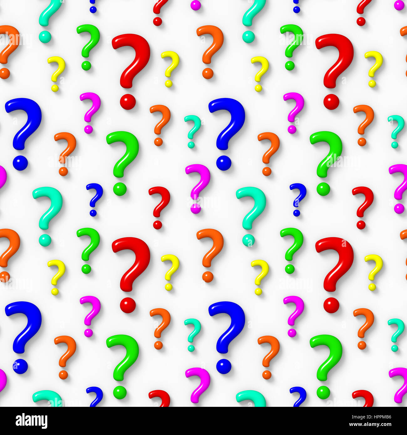 Seamless 3d Background With Colourful Question Marks Stock Photo