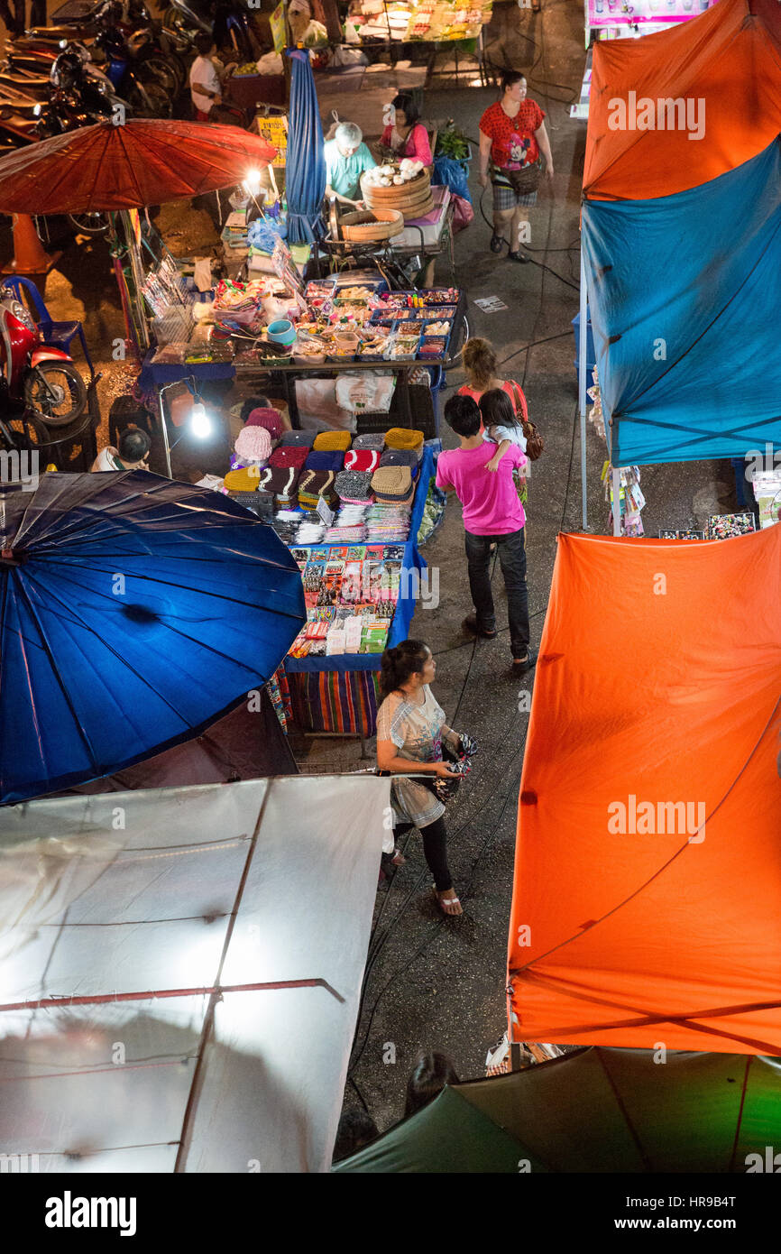 Warorot Market AKA Kad Luang In Chiang Mai Thailand At Night Stock