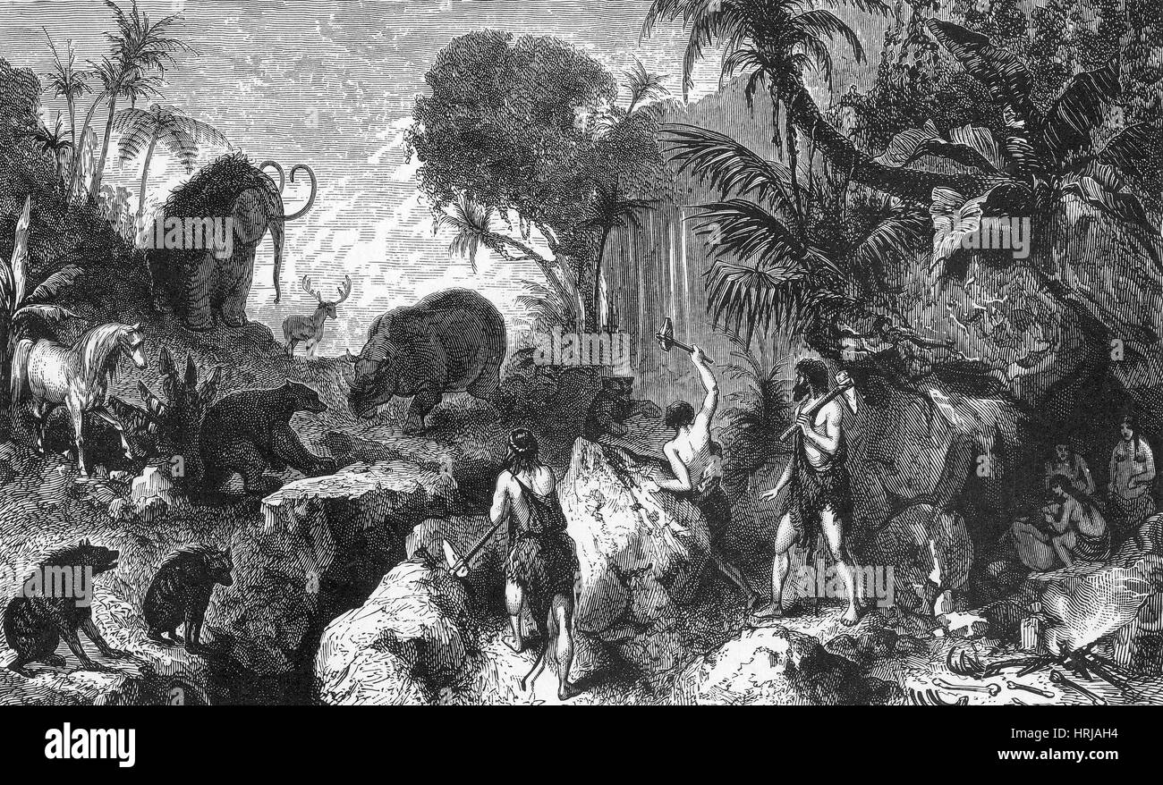 Prehistoric Man, Stone Age Cavemen Stock Photo 135013120 Alamy