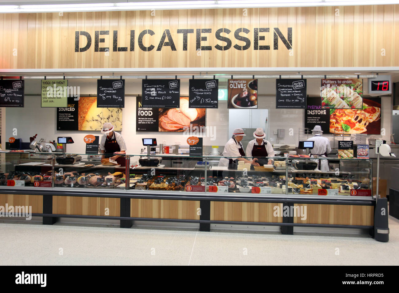 Sainsburys supermarket in Colne , UK. Deli counter Stock Photo, Royalty