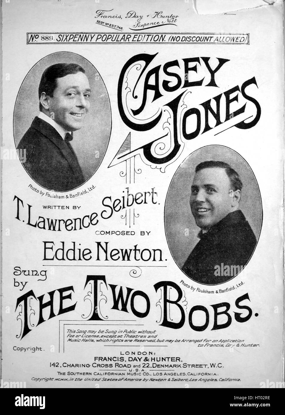 Sheet music cover image of the song 'Casey Jones No889 Sixpenny Stock