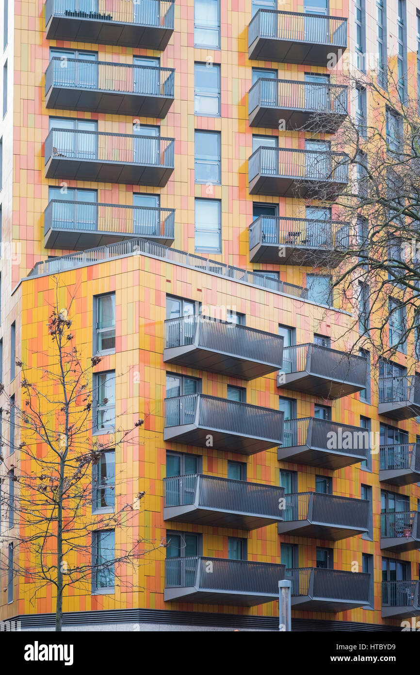 Modern Apartment Development on the Barking Road, Canning Town Stock