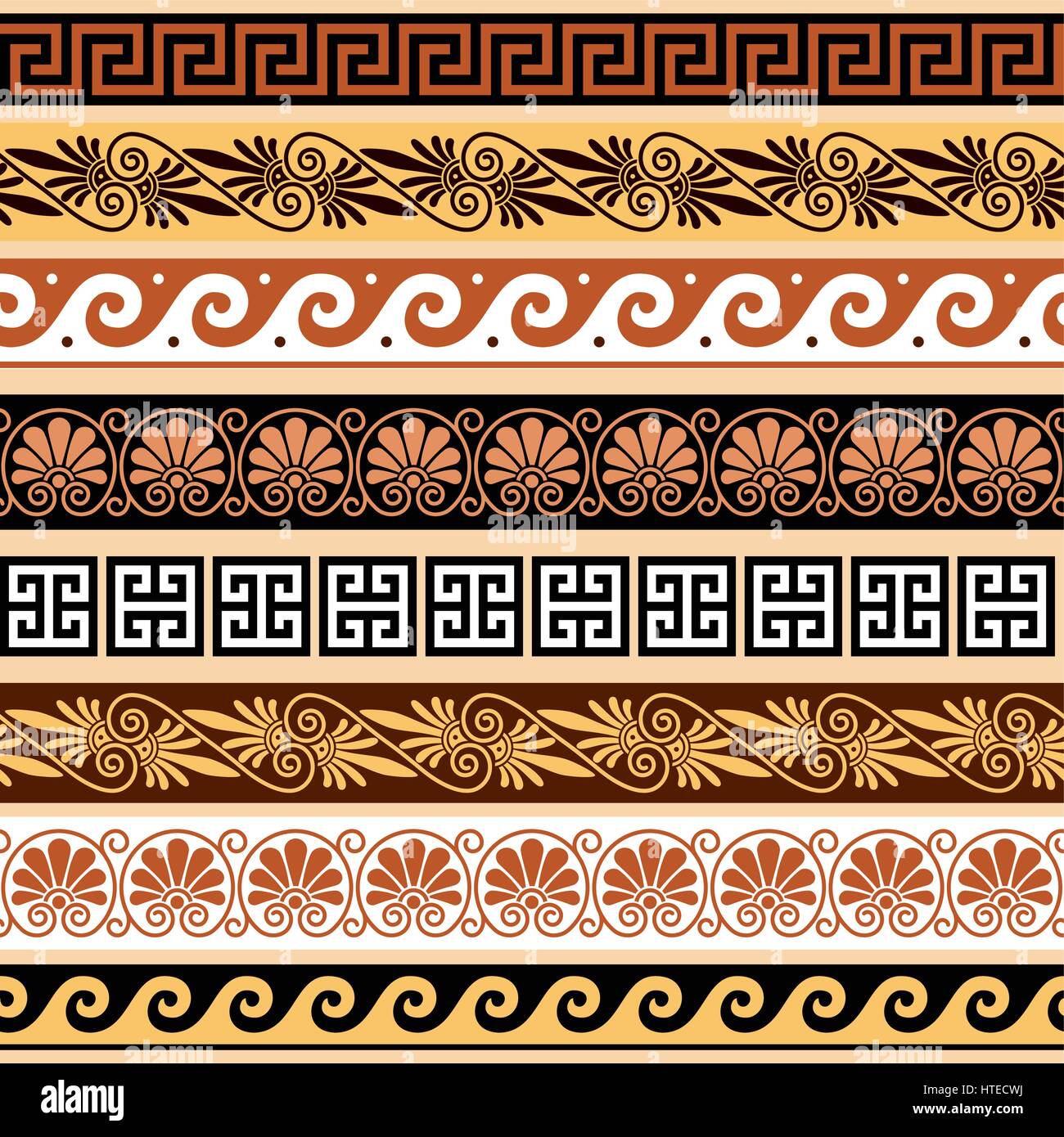 Ancient Greek pattern seamless set of antique borders from Greece