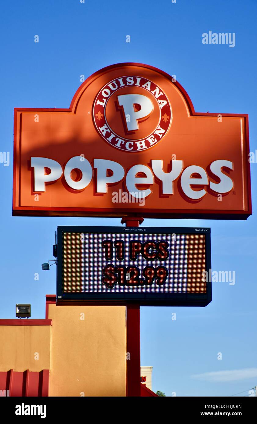 Popeyes Louisiana Kitchen Restaurant Sign Stock Photo Royalty