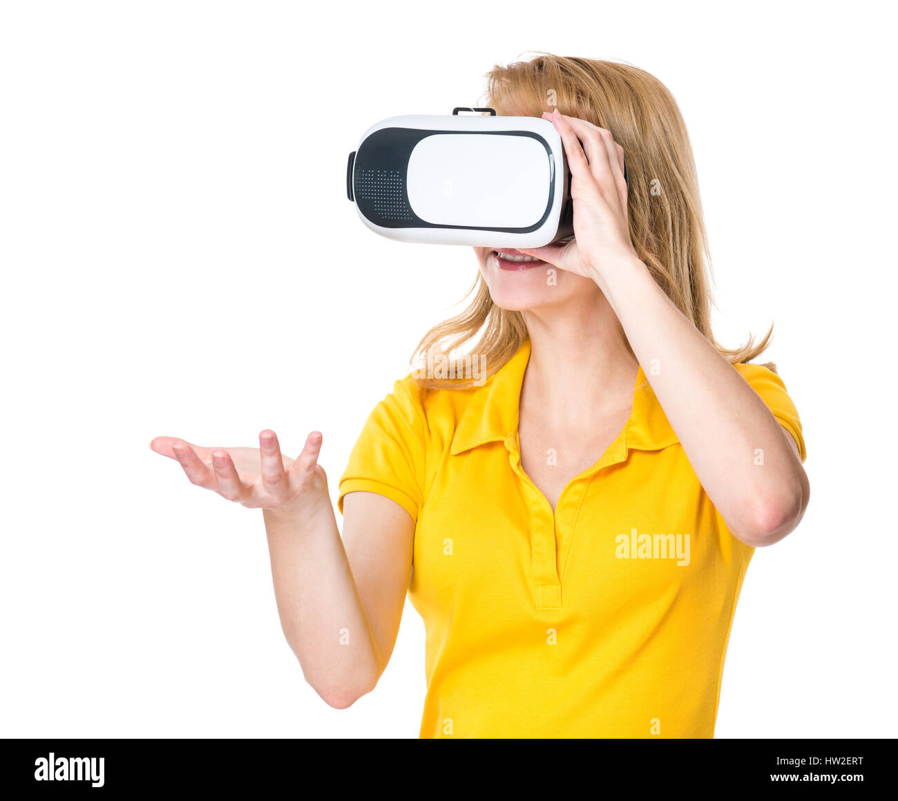 Woman In Vr Glasses Stock Photo Alamy