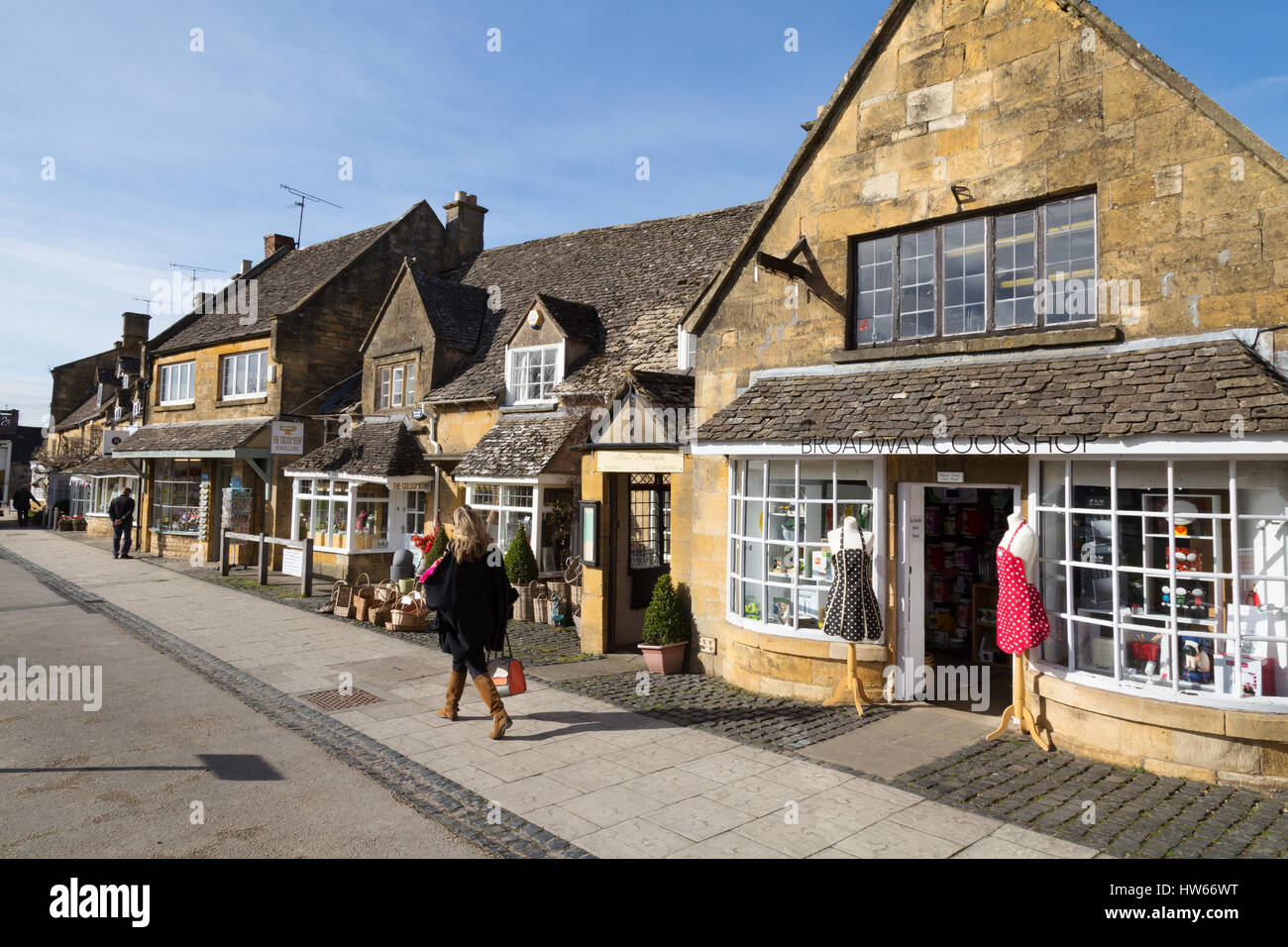 Broadway Village shops, example of a Cotswolds village, Broadway Stock