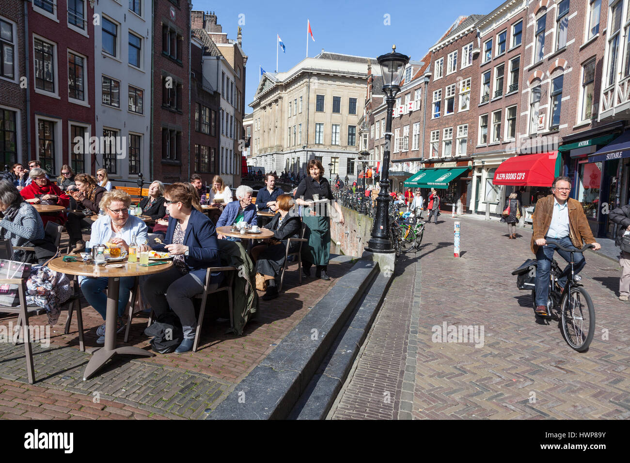 utrecht, netherlands, 15 march 2017: people enjoy sunny day in utrecht, netherlands, 15 march 2017: people enjoy sunny day in