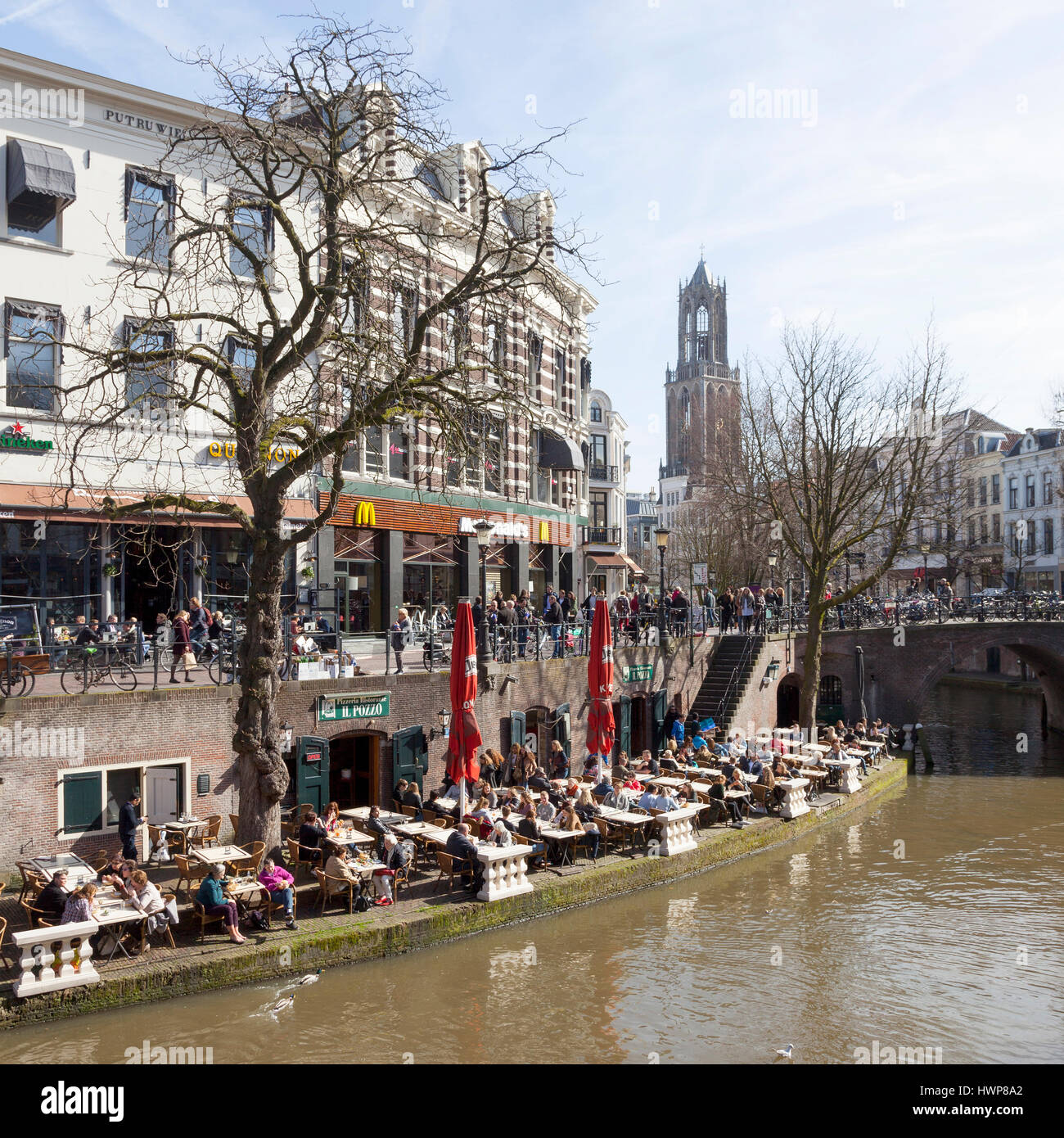 utrecht, netherlands, 15 march 2017: people enjoy sunny day in utrecht, netherlands, 15 march 2017: people enjoy sunny day in