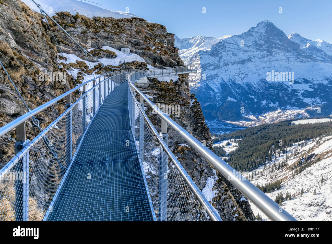 First Cliff Walk Grindelwald Berne Switzerland Europe Stock Photo 