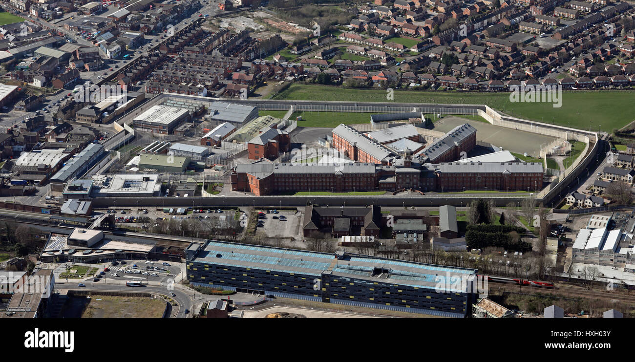 aerial view of HMP Wakefield, Category A prison, UK Stock Photo, Royalty Free Image 136826927