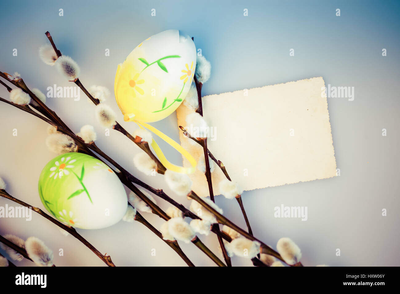 Pussy Willow And Easter Eggs Stock Photo Alamy