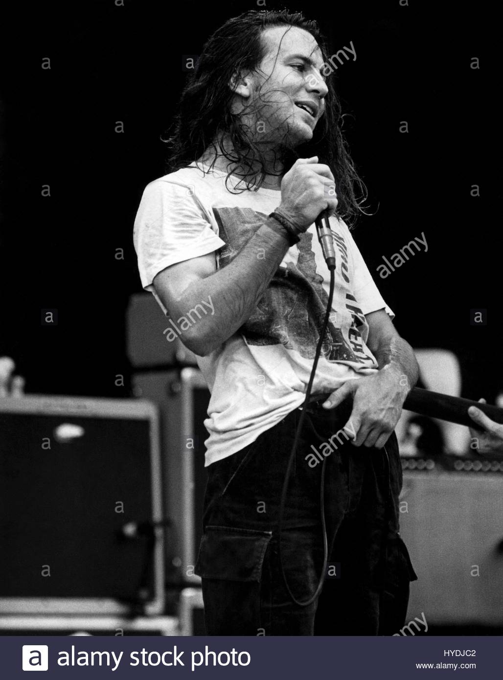 Pearl Jam Eddie Vedder Performance Lollapalooza Festival Randalls Stock