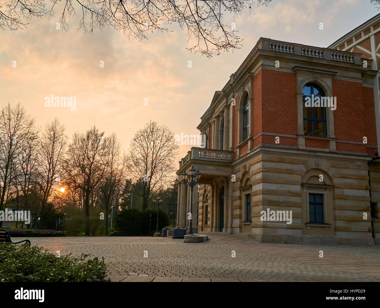 Bayreuth Wagner Festival Theatre in the sunset Stock Photo, Royalty