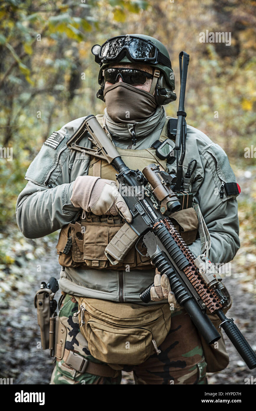 Marsoc raider aiming weapons Stock Photo, Royalty Free Image: 137561637