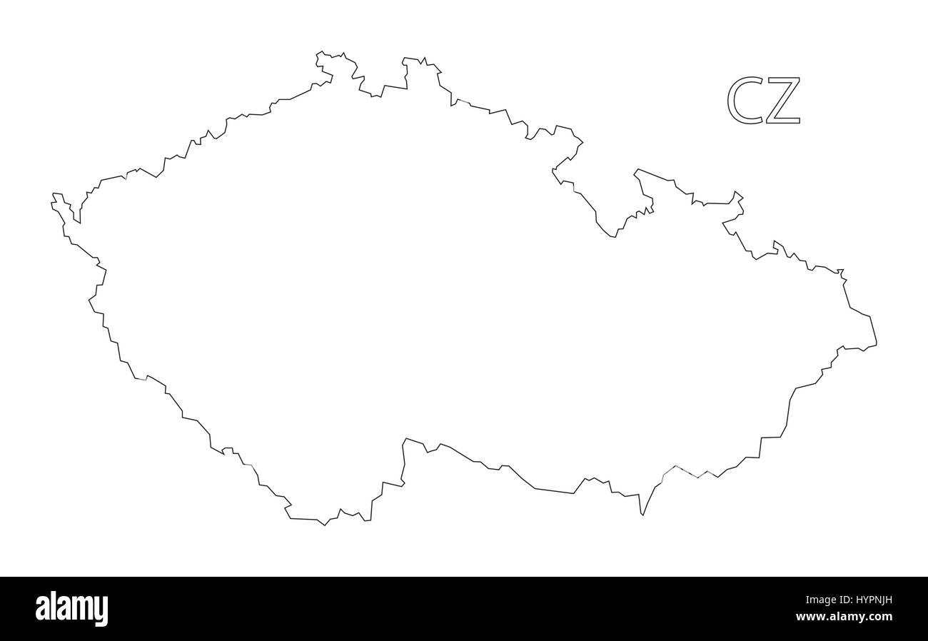 Czech Republic Outline Silhouette Map Illustration Stock Vector Image