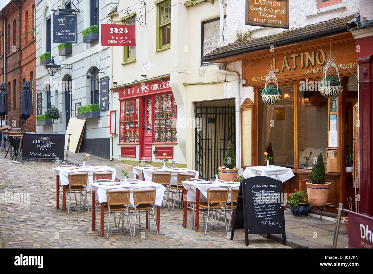 Restaurants On Church Lane In Windsor Stock Photo Royalty Free