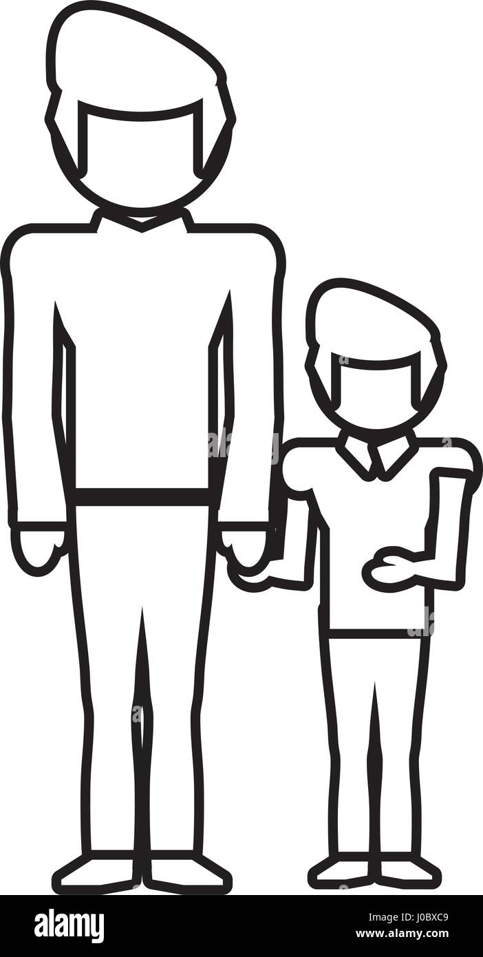 dad and son style outline Stock Vector Art & Illustration, Vector Image