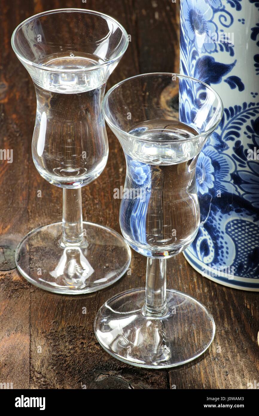 Dutch Genever traditionally served in tulipshaped glasses Stock Photo